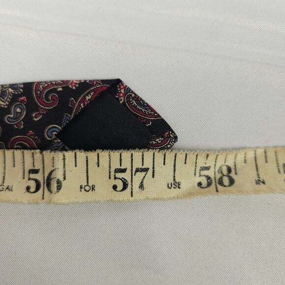 John Henry Black Paisley Silk Mens Tie 57.5" x 3.5" Made in the USA - Picture 6 of 6